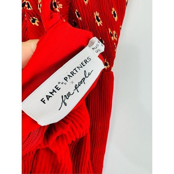 Fame And Partners x Free People Women's Kayla Tiered Accordion Dress Red - Picture 7 of 7